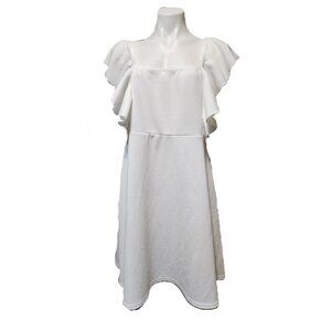 ❤️ 4/$20 Boohoo Plus dress Women's 16 White square neck ruffled Mini summery